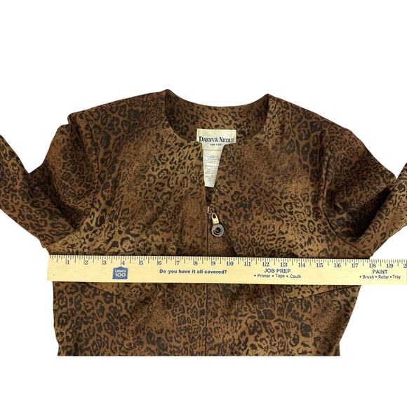 Danny and Nicole NY Blazer Jacket Brown Animal Print Zip Shoulder Pads Retro 8 - Picture 6 of 7